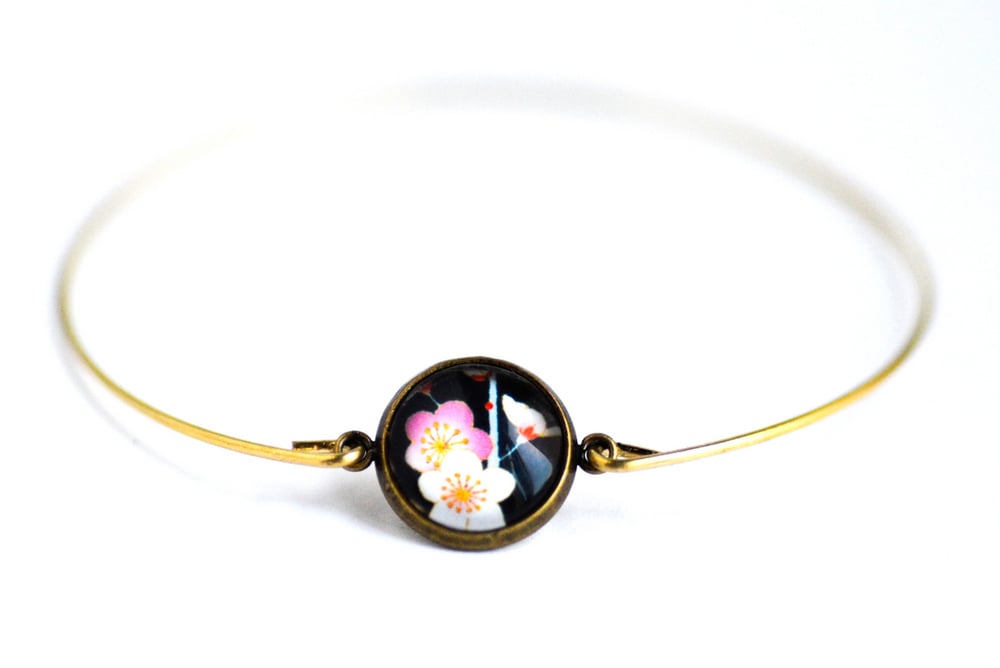 Image of Bracelet fin illustration fleur Japon