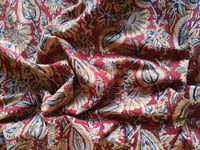 Image 1 of kalamkari feuilles et fleurs rouge