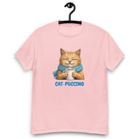 Image 2 of Cat-puccino Cozy Cat Coffee Graphic Unisex T-Shirt