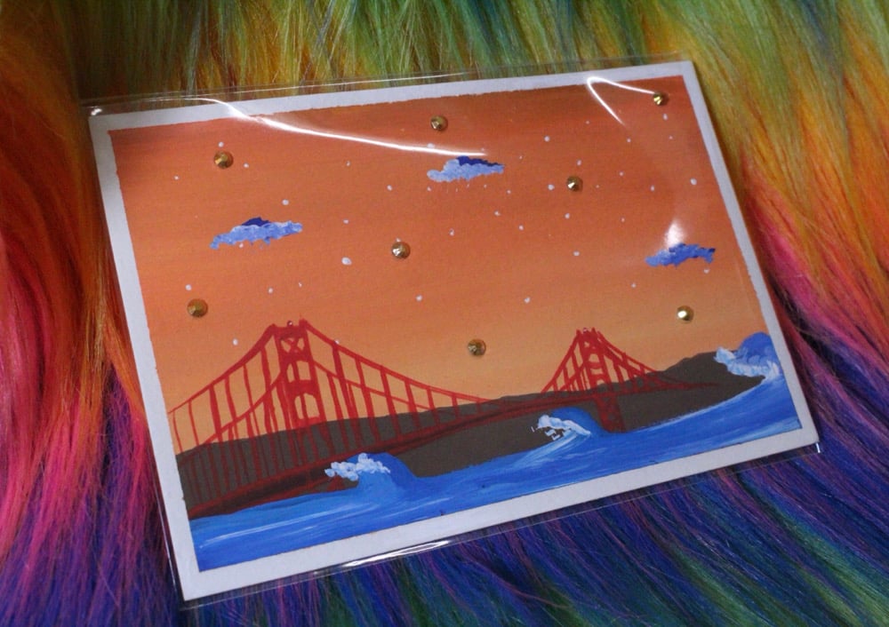 Image of Golden Gate Bridge #2 Gouache Postcard 