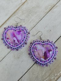 Image 1 of Purple Clay Heart earrings 