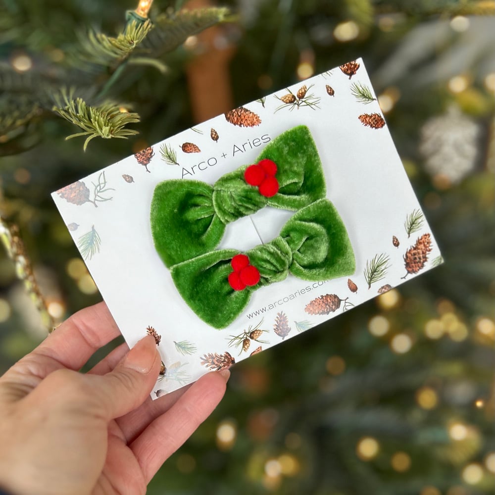 Image of Holly berry silk velvet knots