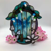 Image 1 of Blue Fairy Stained Glass Candle Holder  