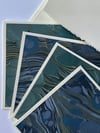 Marbled Notecard Set - Blue & Green Wave