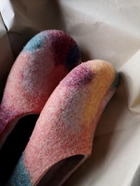 Image 3 of BLOOD ORANGE FUN felted wool slippers/ in stock