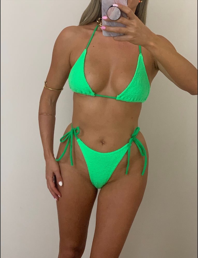 Image of Skimpy Ties Crinkle Bikini in Apple Green 