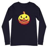 Image 13 of Long Sleeve Tee (Adult M/F) - Jack O Lantern Vintage Red-Yellow