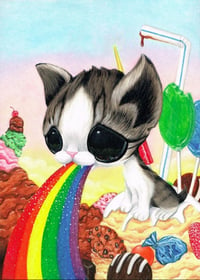 Rainbow Puke Cat Art Print
