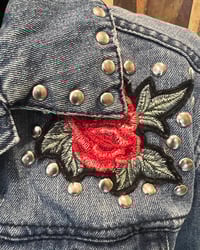 Image 5 of Vintage Blue Jean Denim Jacket Studs Guns N’ Roses