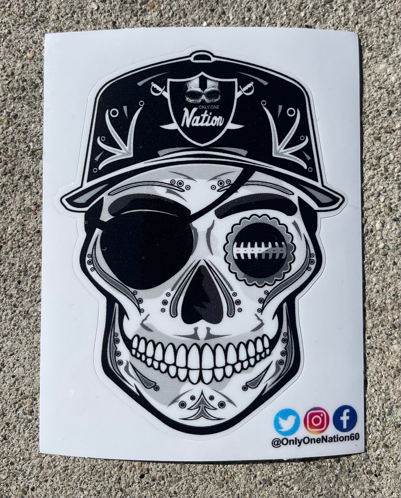 Raider Nation Candy Skull White T-shirt new Raider Nation 