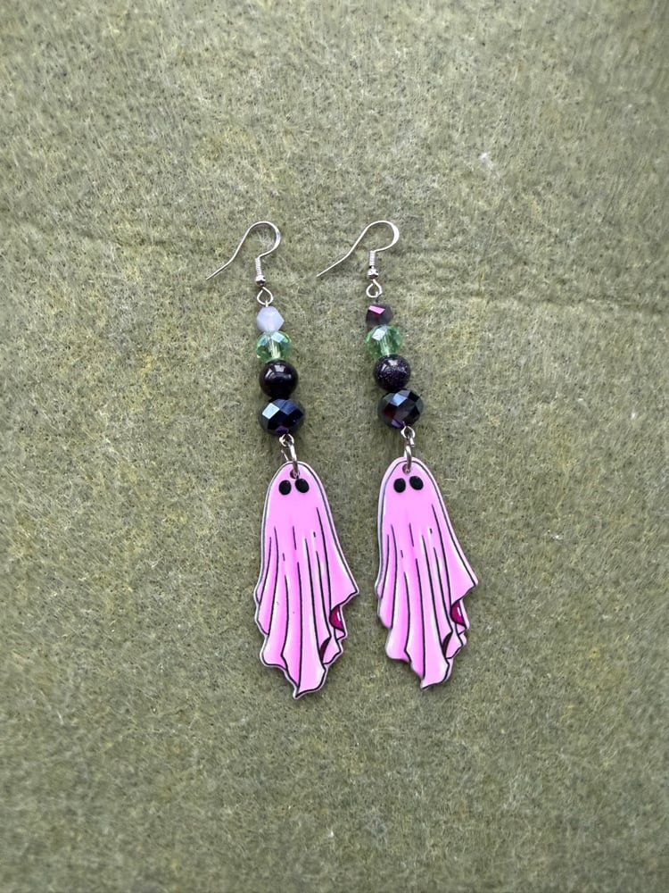 Image of Pretty in pink ghost earrings 💞👻