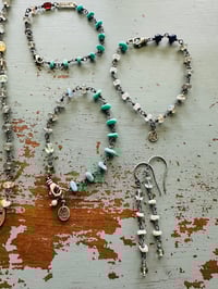 Image 12 of labradorite and campitos turquoise nugget charm bracelet