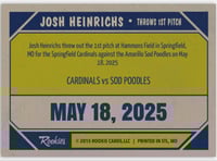 Image 2 of Josh Heinrichs 1st Pitch Baseball Card