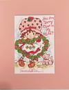 Strawberry Shortcake Heart Wreath Matted Print