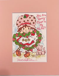 Image 1 of Strawberry Shortcake Heart Wreath Matted Print