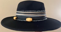 Image 3 of Black Fedora Hat Layered Print and Feather Band