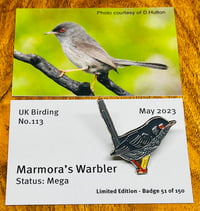 Image 1 of Marmora's Warbler - No.113 - UK Birding Pins - Enamel Pin Badge