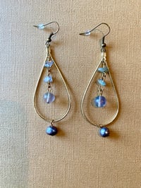 Image 2 of Labradorite Tear Hoop Earrings