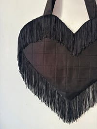 Image 2 of The Custom Fringe Heart Bag – Quilted Statement Tote 🖤❤️🩷💜