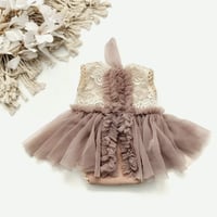 Image 1 of Baby girls photoshoot dress | Mia | 0-3 months |old rose | photo props