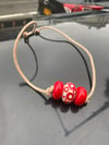 lil beebs; 3 bead trio in red effetre glass on leather cord