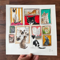 ORIGINAL ARTWORK - Cat Gallery I - 25x25cm