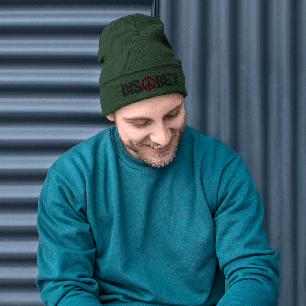 EMBROIDERED DISOBEY BEANIE