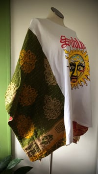 Image 4 of Upcycled “Sublime” t-shirt kantha quilt poncho 