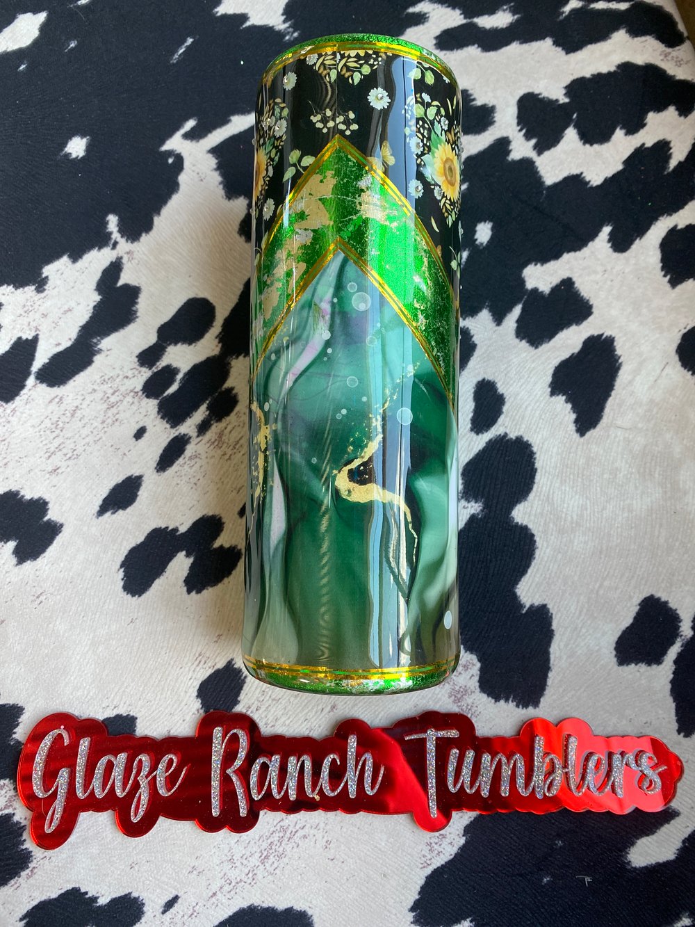 20 oz Geeen/sunflower rhinestone 