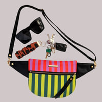 Image 3 of Pink & green striped crossbody