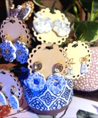 Image 2 of Talavera Floral Heart Huggies