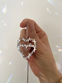 Image 7 of BARBED WIRE HEART PLATE NECKLACES 
