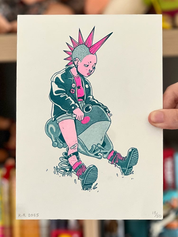 Frog Punk A5 Risograph Print