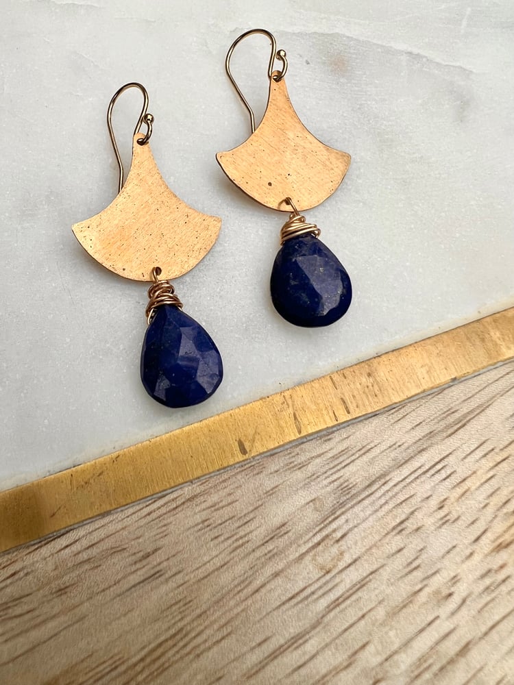 Image of Lapis gold earrings 