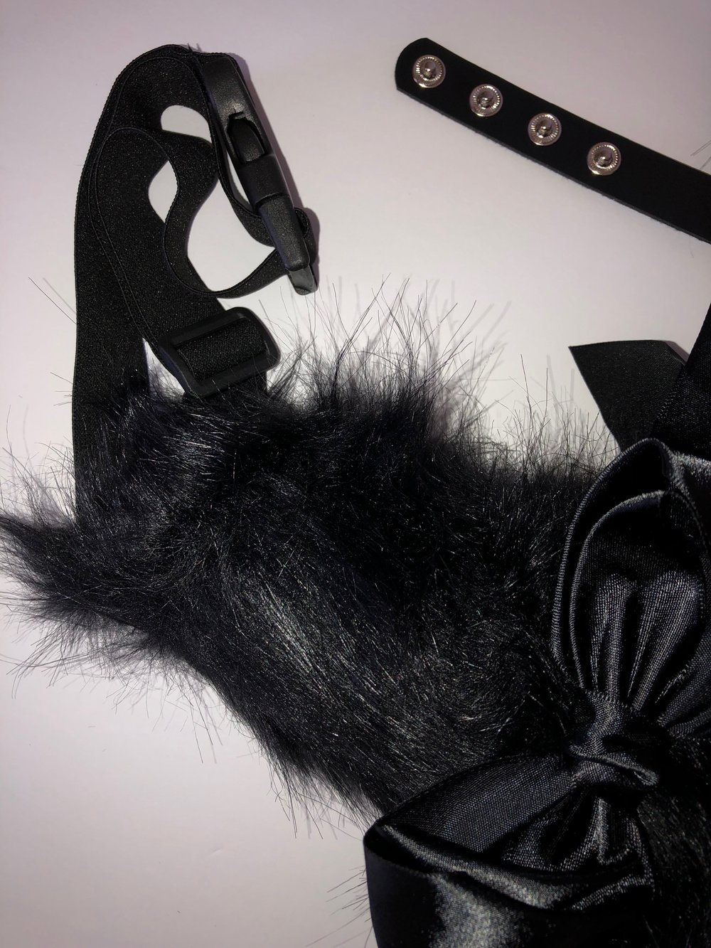 Black Cat Witch Set Strap on Tail 