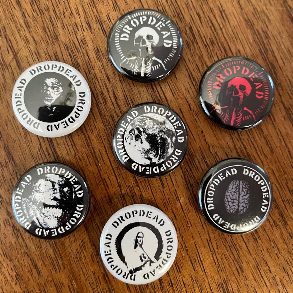 DROPDEAD Pins / Stickers + Postcard Packs
