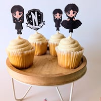 Image 4 of Wednesday Cupcake Toppers Sets de 12 y 24
