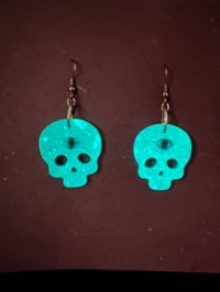 Image 4 of Green skull earrings 