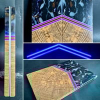 Image 1 of @Kaoticartworks Resin & Crosscut Spalted Ash GLOW Segmented Knife Scales