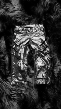 Image 2 of Metallic denim slip pocket pants 