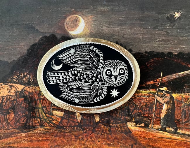OWL IN FLIGHT BROOCH