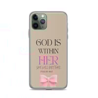 Image 3 of Psalms 46:5 God Is Within Her Brown + Pink Case for iPhone