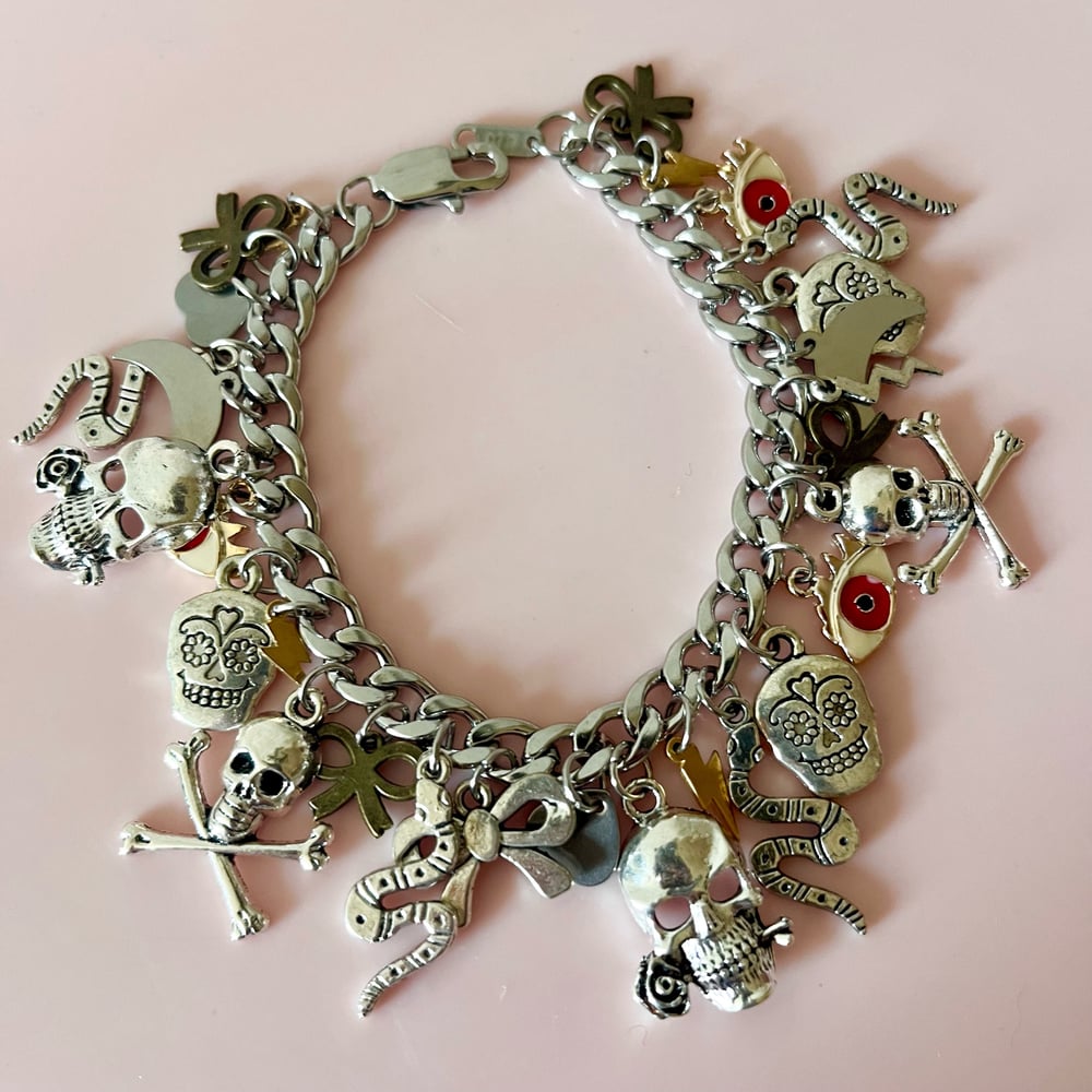 Image of One If A Kind Charm Bracelet - Skulls/snakes