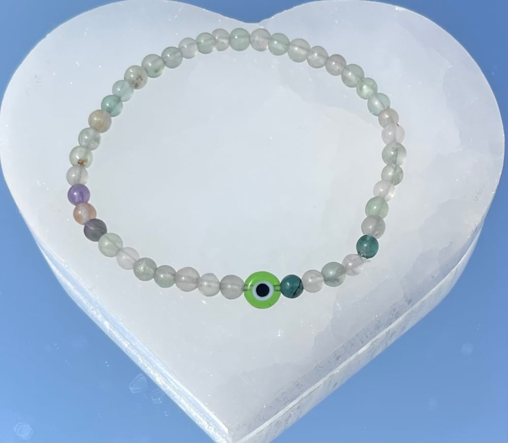 Image of Fluorite with Green Evil Eye