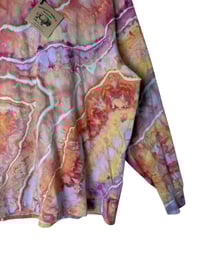 Image 4 of L Unisex Adult Soft Long Sleeve Tee in Warm Geode Ice Dye