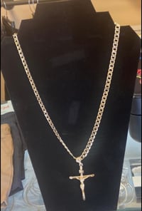 Image 2 of 14k Gold Plated Necklace & Cross Pendant