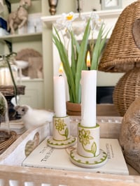 Image 1 of Painted Floral Candlesticks ( set of 2 )
