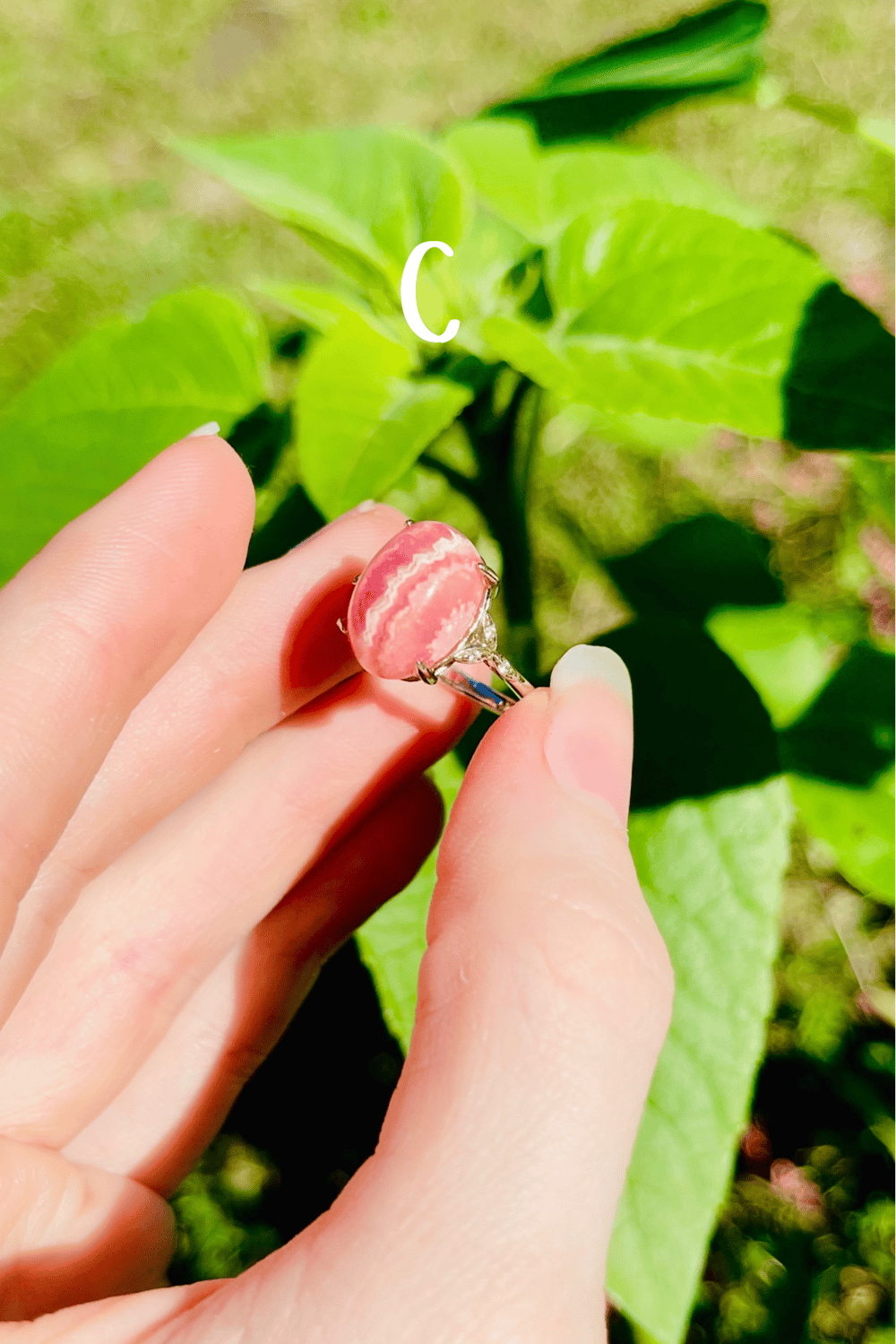 Image of Rhodochrosite Silver Adjustable Ring