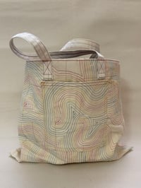 Image 4 of B90 denim patchwork rainbow squiggle quilting