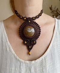 Image 1 of Macrame necklace with ammonite and picture Jasper